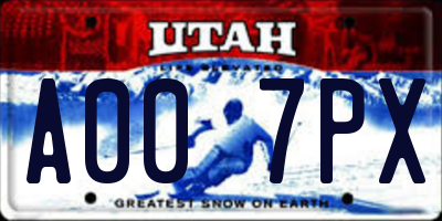 UT license plate A007PX