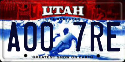 UT license plate A007RE