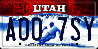 UT license plate A007SY
