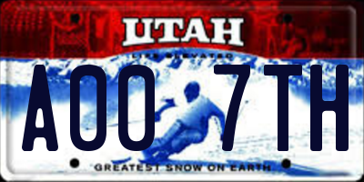 UT license plate A007TH