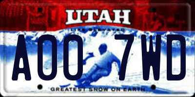 UT license plate A007WD