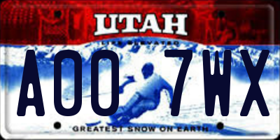 UT license plate A007WX