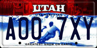 UT license plate A007XY