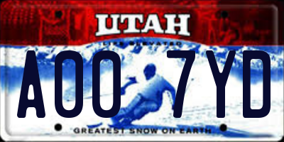 UT license plate A007YD