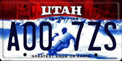 UT license plate A007ZS