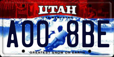 UT license plate A008BE