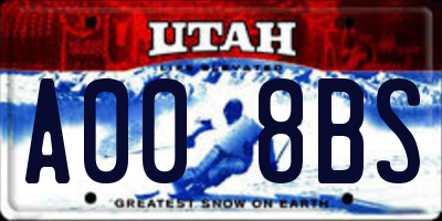 UT license plate A008BS