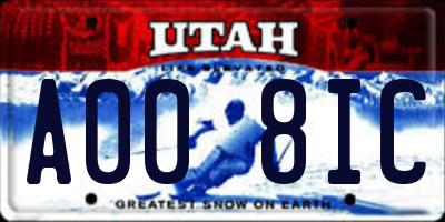 UT license plate A008IC