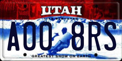 UT license plate A008RS