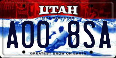 UT license plate A008SA