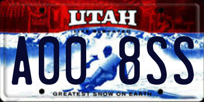 UT license plate A008SS