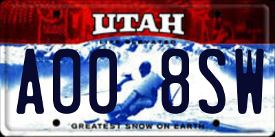 UT license plate A008SW