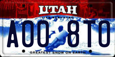 UT license plate A008TO