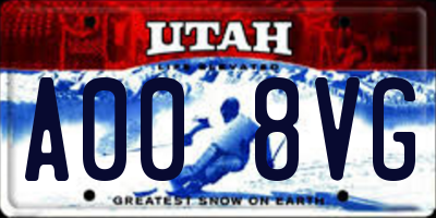 UT license plate A008VG