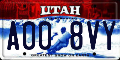 UT license plate A008VY