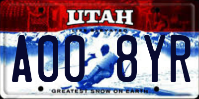 UT license plate A008YR