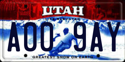 UT license plate A009AY