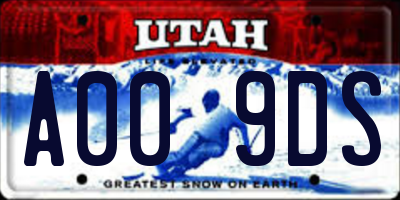 UT license plate A009DS