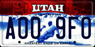 UT license plate A009FO