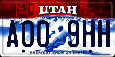 UT license plate A009HH