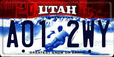 UT license plate A012WY