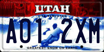 UT license plate A012XM