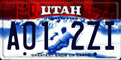 UT license plate A012ZI