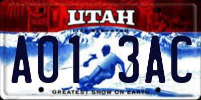 UT license plate A013AC