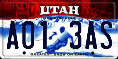UT license plate A013AS