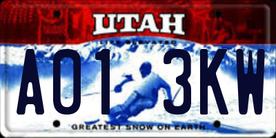 UT license plate A013KW