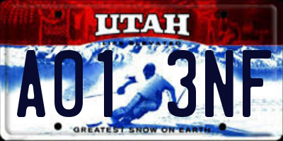 UT license plate A013NF
