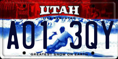 UT license plate A013QY