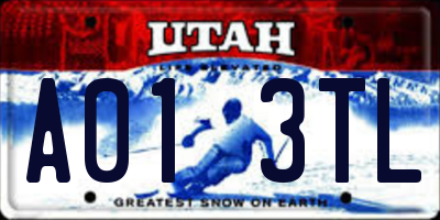 UT license plate A013TL