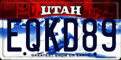 UT license plate EQKD89