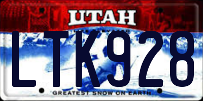 UT license plate LTK928