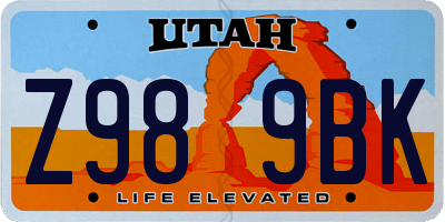UT license plate Z989BK