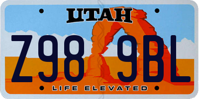 UT license plate Z989BL