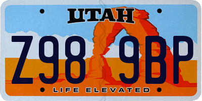 UT license plate Z989BP