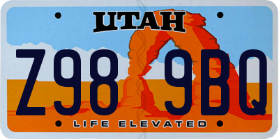 UT license plate Z989BQ