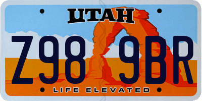 UT license plate Z989BR