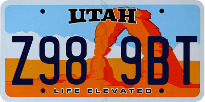 UT license plate Z989BT