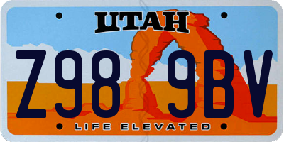 UT license plate Z989BV
