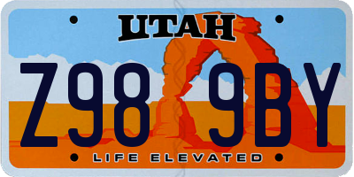 UT license plate Z989BY