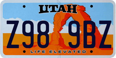 UT license plate Z989BZ