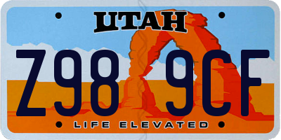 UT license plate Z989CF