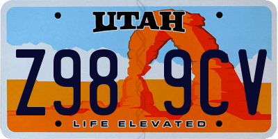 UT license plate Z989CV