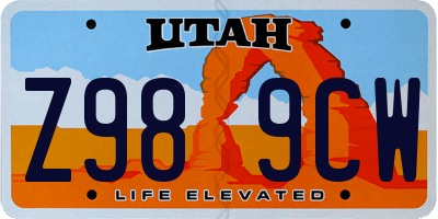 UT license plate Z989CW