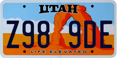 UT license plate Z989DE