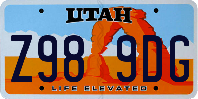 UT license plate Z989DG