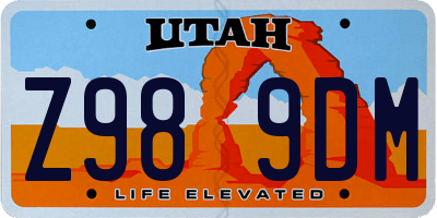 UT license plate Z989DM